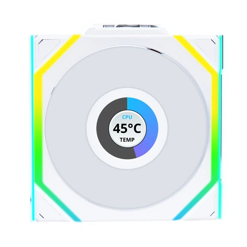 Lian Li UNI Fan SL Wireless LCD ARGB 120mm Reverse Blade White Cabinet Fan, Triple Pack